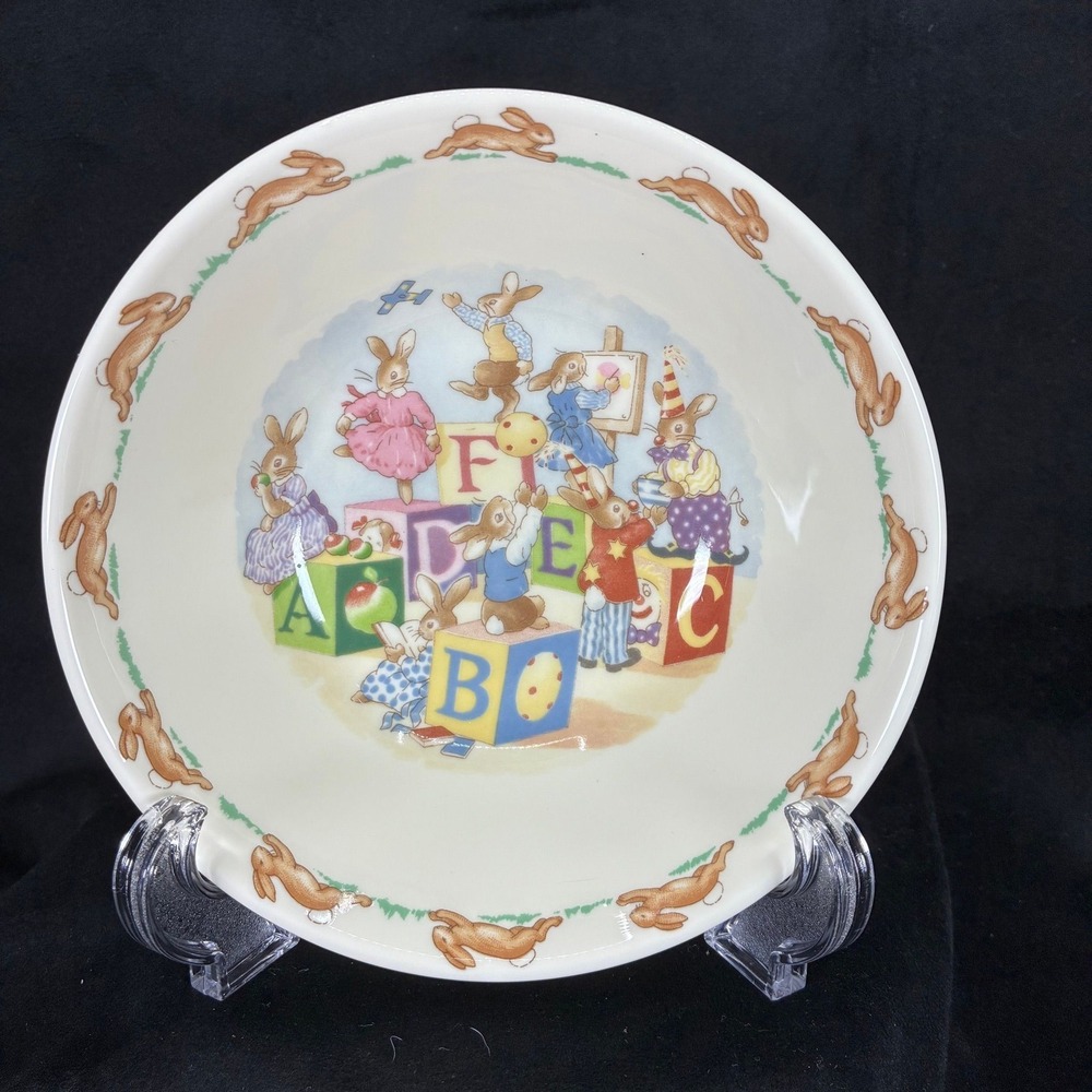 Royal Doulton Bunnykins Cereal Bowl English Fine Bone China Alphabet Blocks 6in